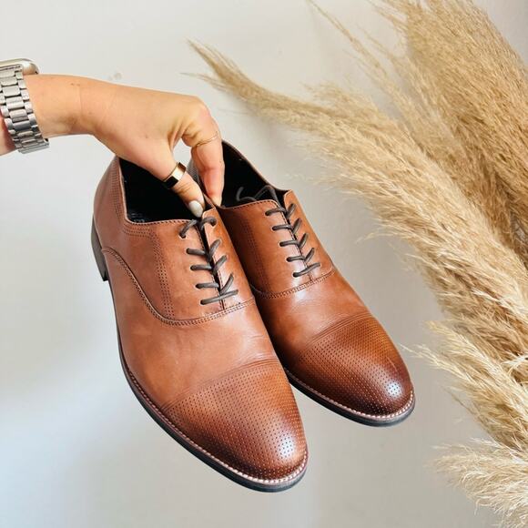 MENS KENNETH COLE Dark Brown Mahogany Leather Derby Oxford Lace Up Shoes 8.5 main image 10